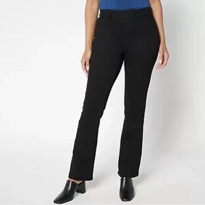 Susan Graver 2P Stretch Denim Regular Classic Boot Cut Jean Black NWT